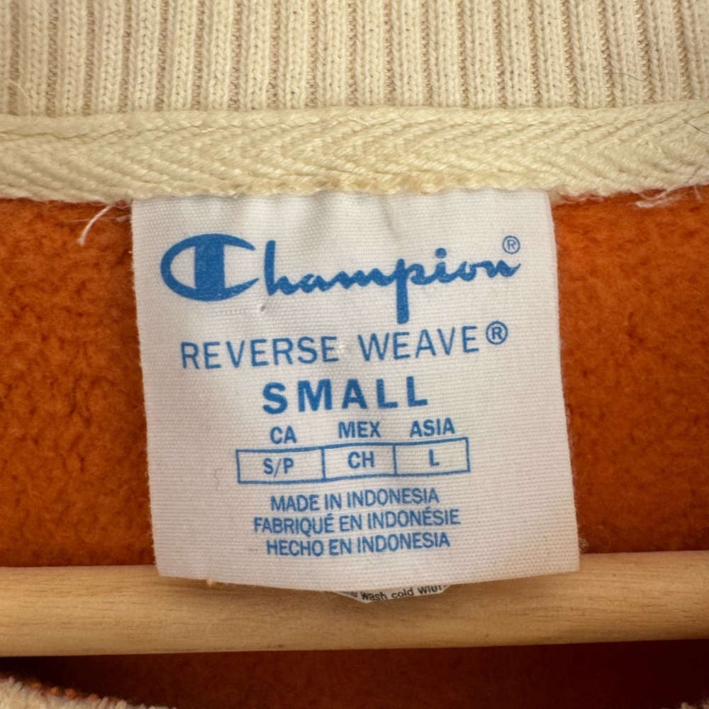 Champion Reverse Weave “Champion Phys Ed” Orange Crewneck Sweatshirt Sz S - Picture 5 of 10